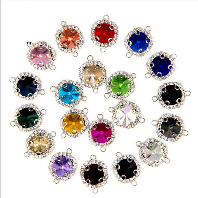 10pcs Silver Base Rhinestone Crystal Bracelet Earrings Connector End Clasp Charm Pendant For Necklace DIY Jewelry Making Z606