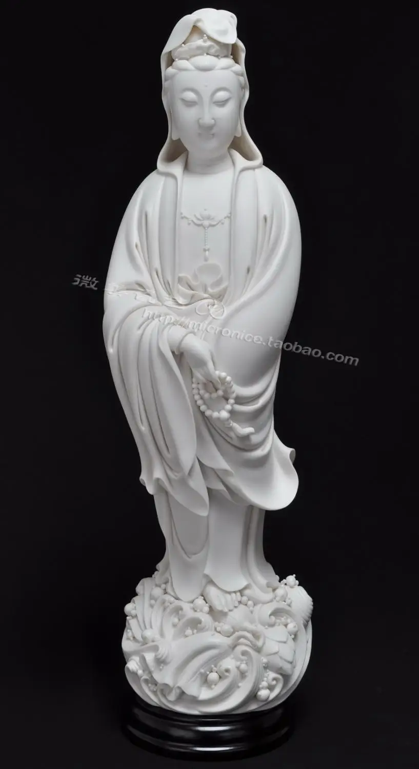 Collection of 17 inch pie like Xu crossing Guanyin Guanyin Buddha Dehua white porcelain ceramic decoration high-grade decoration