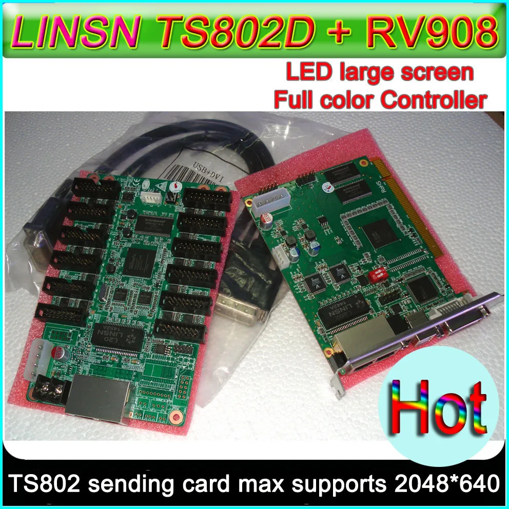 LINSN Full color LED control system,TS802D sending card + RV908 receiving card,P5/P6/P10 /P16/P20 LED display controller