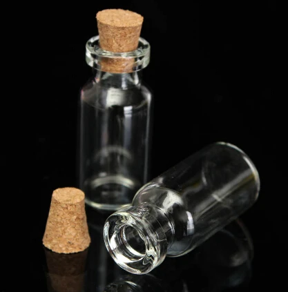 50PCS Mini Small Tiny Empty Clear Empty Wishing Vials with Cork Glass Bottles Jars Containers 12*18*6mm 0.5ML