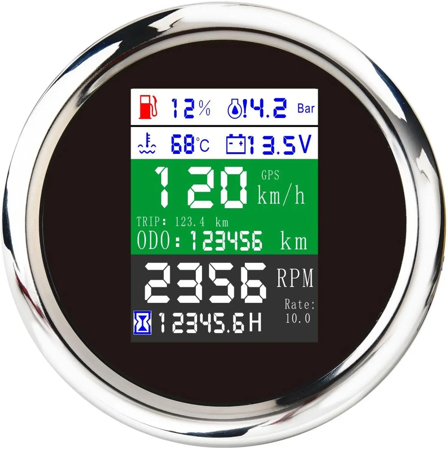 

316 Stainless Steel Six Multifunction Gauge IP67 85mm For Marine Boat Yacht