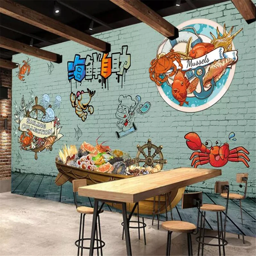 Beibehang Custom Wallpaper 3d Photo Mural European Seafood Restaurant Decorative TV Backdrop Mural 3d wallpaper papel de parede