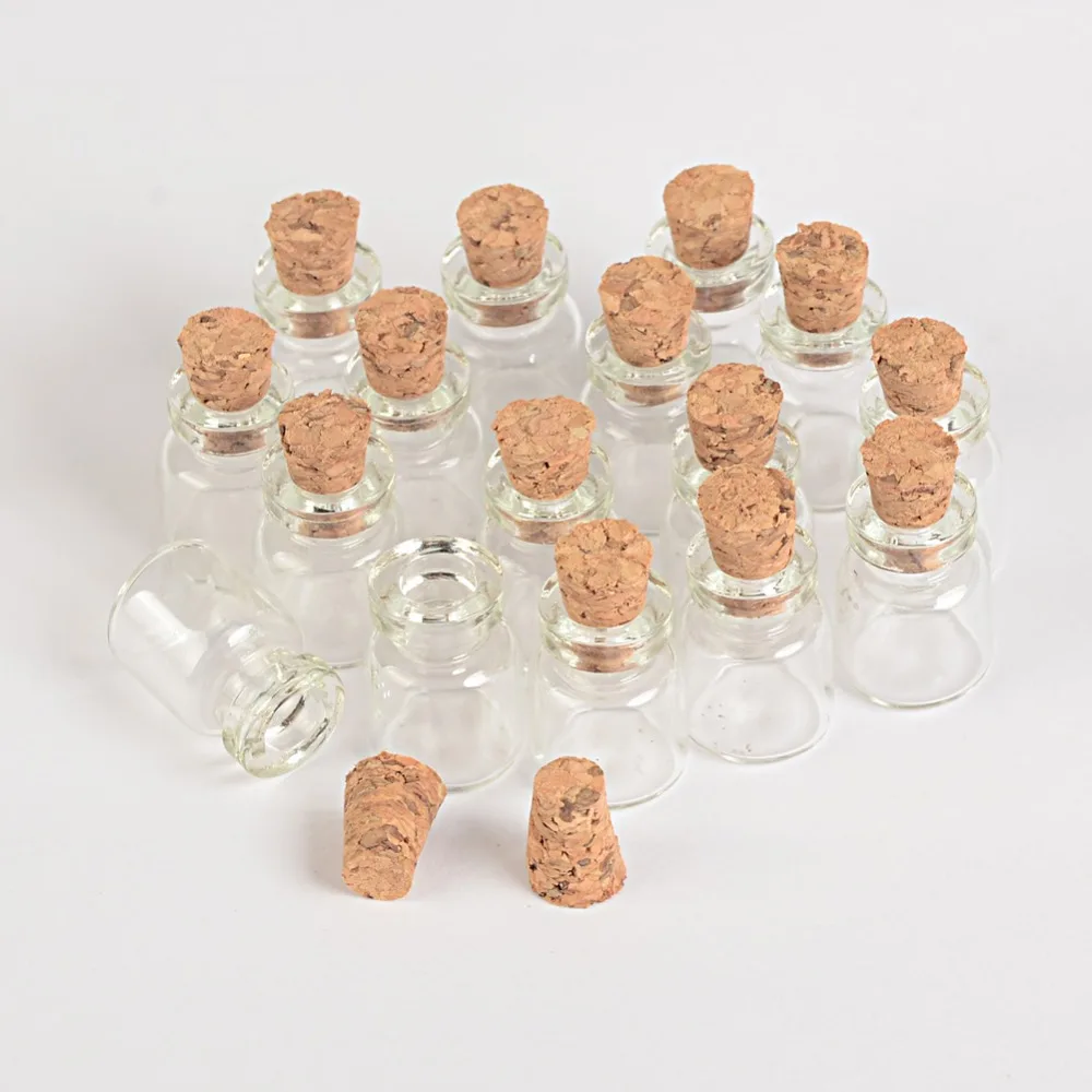 0.6ml Mini Transparent Clear Glass Bottles With Cork Empty Tiny Glass Vials Jars Small Gift Bottle 13*18*6mm 100pcs/lot