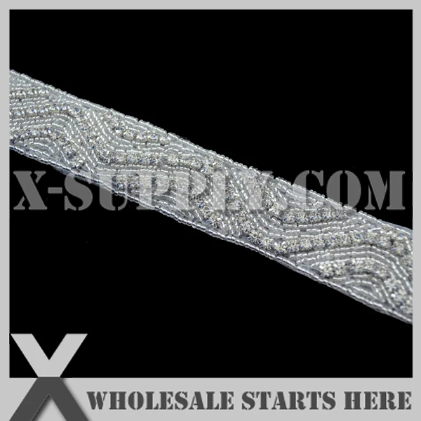 

(5yards/lot) Wholesale Bulk Rhinestone Applique Trim, X1-RAT1281