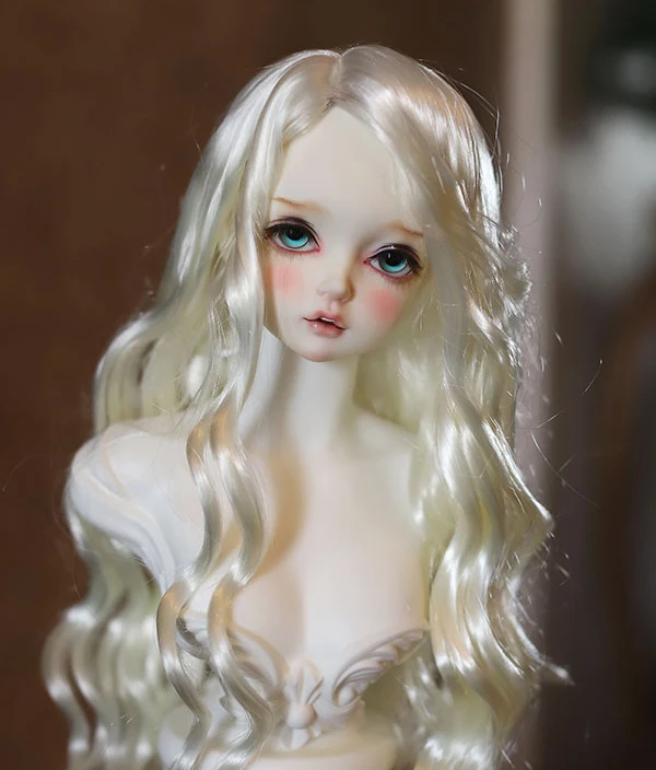 D01-P444 children handmade toy 1/6 1/4 1/3 Doll Accessories BJD/SD doll wig bright golden Long wave hair in soft silk 1pcs