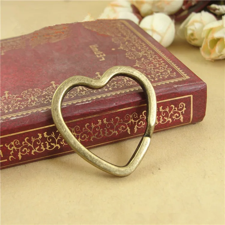 10pcs/lot Antique Bronze/Rhodium Heart Shape Keychain Circle Keyring Findings Fit DIY Keychain Rings Circles Accessories