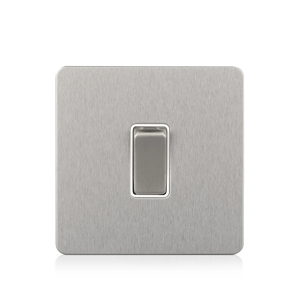 

British standard 10AX 1 gang 1way 2 way brushed chrome light switches uk