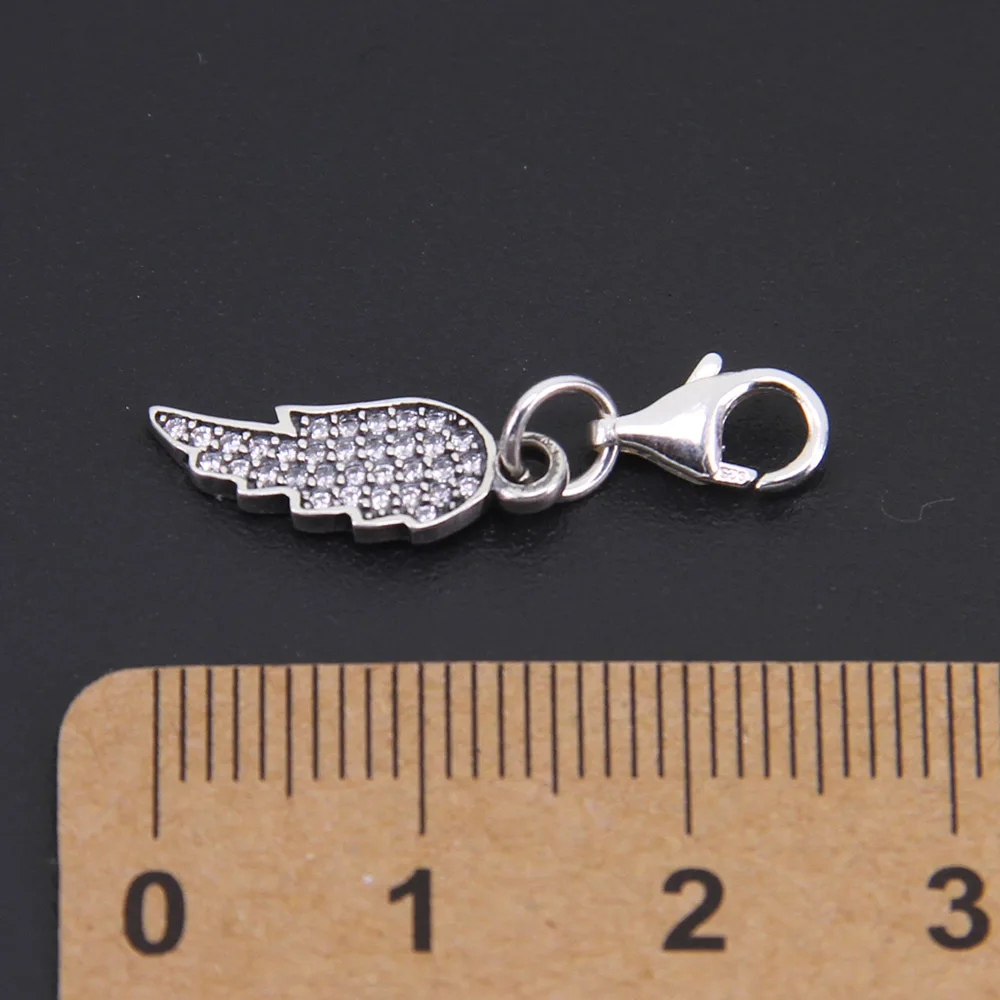 Hemiston Thomas Vintage Little Angel Wings 925 Sterling Silver Charm with Clear CZ Paved Jewelry for Women and Men Gift TS 082A