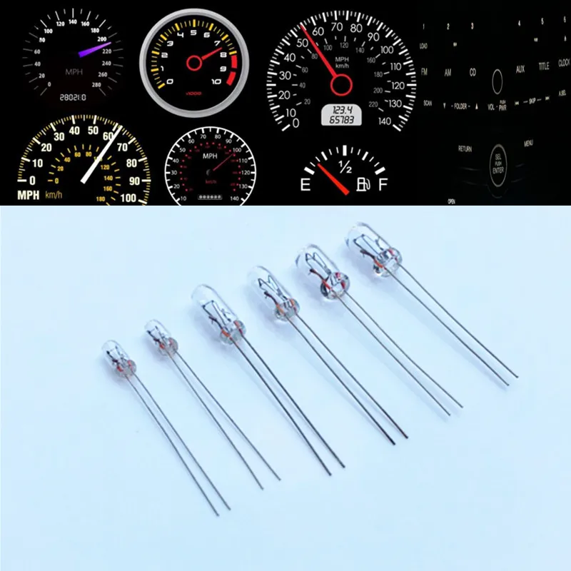 10 pcs T3 T4.2 T4.7 T5 car dashboard light instrument automobile door Wedge Gauge reading lamp bulb 12V-14V Car Styling