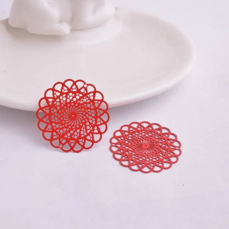 30 Stück AB2642 30mm Runde Filigran-Verbindungsstücke, Blumen-Bedruckte Charms, Verbindungsstücke für DIY-Schmuckherstellung – Detail 5