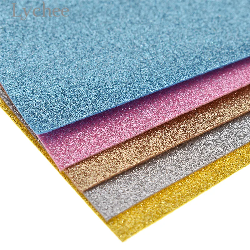 Lychee Life 21x30cm A4 Glitter Felt Fabric Colorful Felt Material DIY Sewing Fabric for Toys Bags Crafts