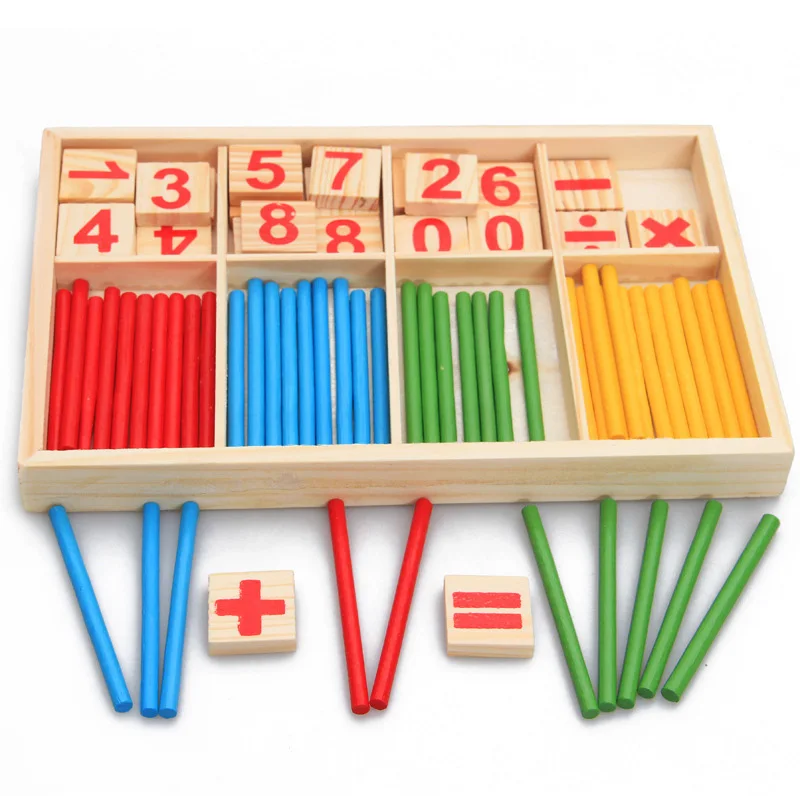 Wooden Toy Counting Sticks Intelligence Digital Montessori Mathematical Early Educational Toys Gifts For Children Kids Baby