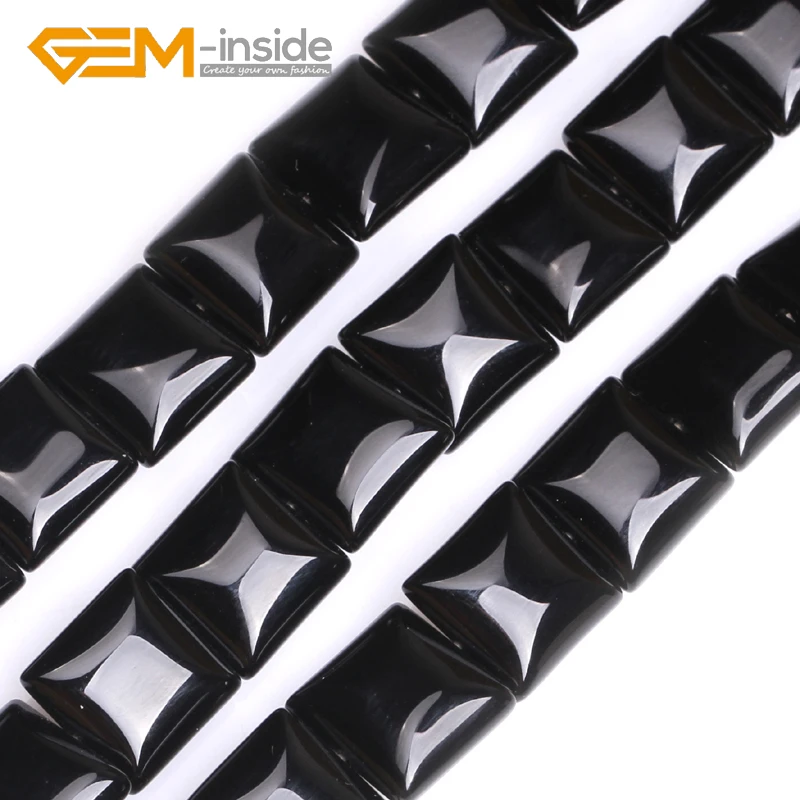 GEM-inside Black Agates Diagonal Square Beads For Jewelry Making Beads DIY Strand 15\