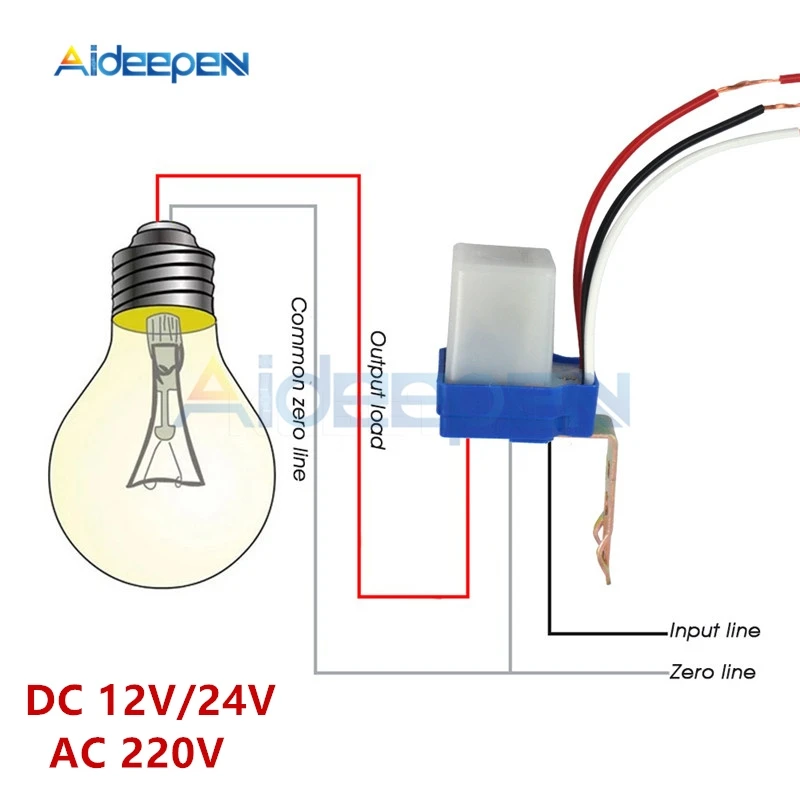 AC 220V 10A Automatic Auto On Off Photocell Street Light Switch DC 12V 24V 50-60Hz Photoswitch Sensor Control Light Switch