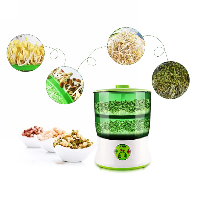 110V Automatic Bean Sprouts Machine Multi-functional Double Layer Homemade US/EU plug