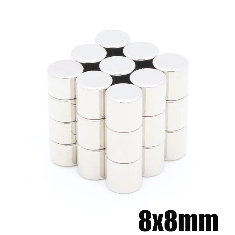 100Pcs 8X8 Mm Super Sterke Ronde Schijf De Imanes 8 Mm X 8 Mm Zeldzame Aarde Neodymium permanente Magneet Krachtige Magnetische Materialen