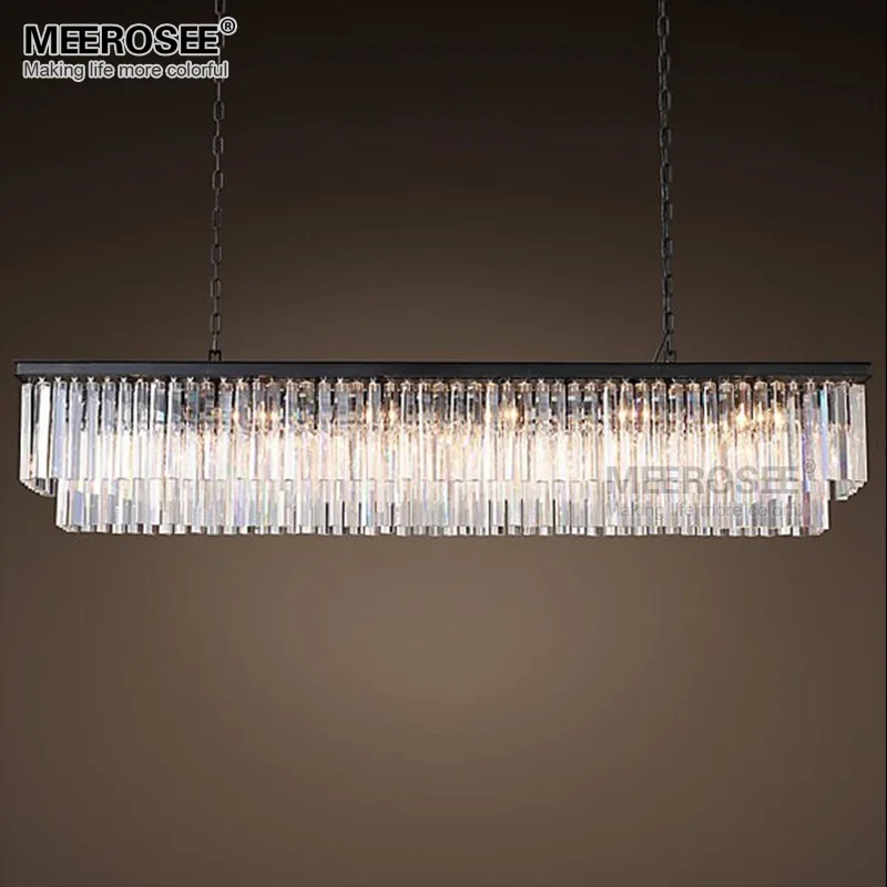 Modern Rectangle Pendant Lights Crystal Hanging Lustre de cristal Lamp Dining room foyer Pendant Lighting 100% Guarantee