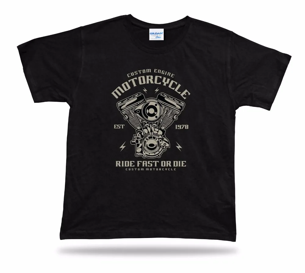 Summer High Quality Men's T-Shirt Classic Motorcycle V Twin Engine Ride Fast Or Die Stylish Cool Modern Tees Shirt T Shirt