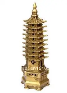 

9-Tier Pagoda Religion Tower Chinese Bronze Statue Decoration