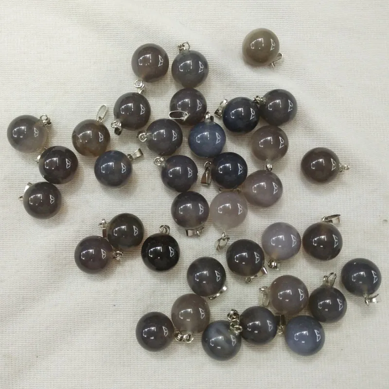 

Fashion high quality Natural gray onyx ball shape pendants for jewelry making 50pcs/lot wholesale free shipping