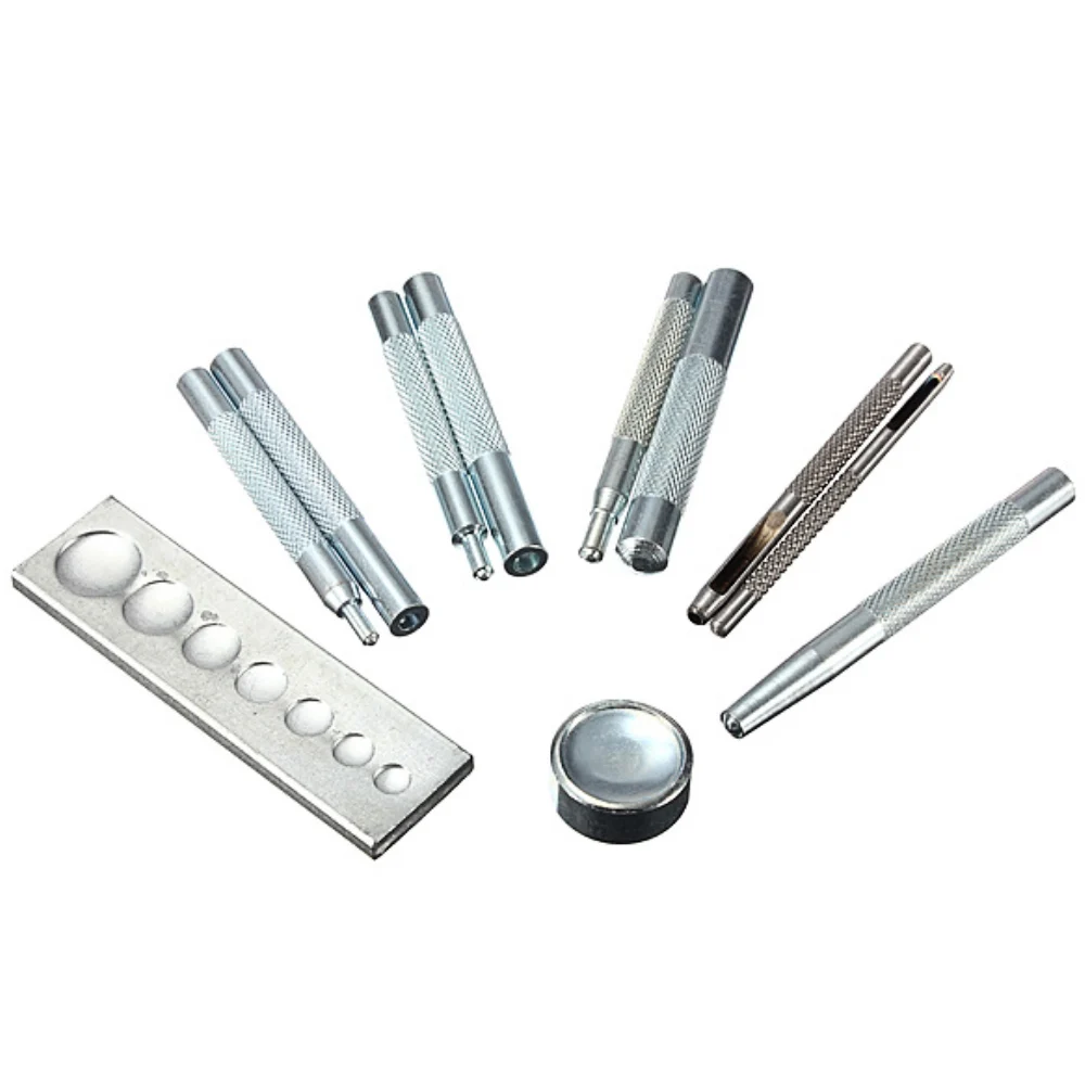 11-teiliges Locher-Set aus Leder, Locher-Knöpfe-Set, Druckknöpfe, Nieten und Ösen, Drucknieten-Setter, Basissatz-Set, Druckniete – Detail 4