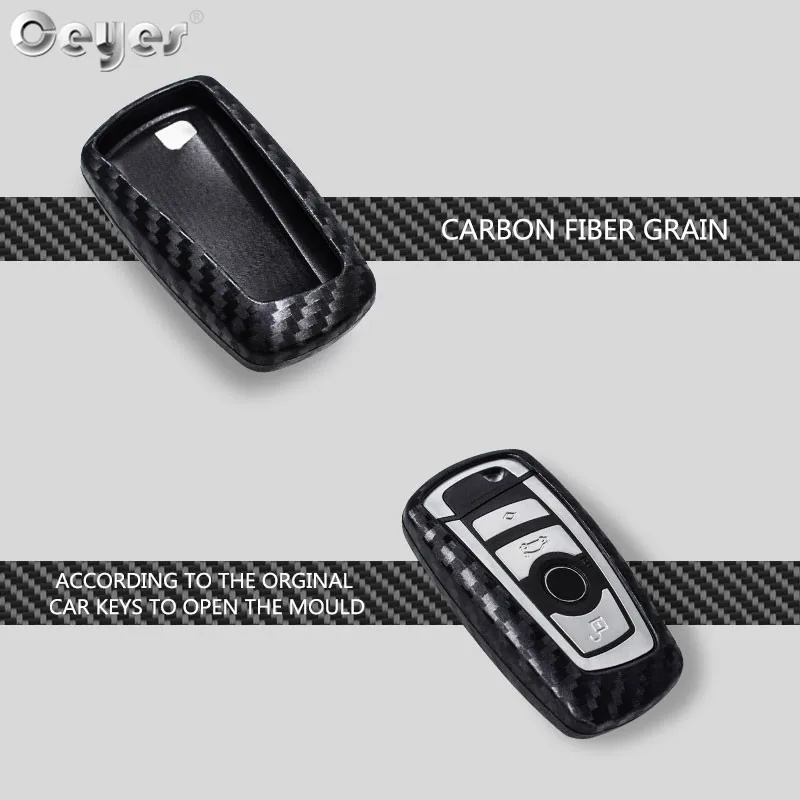 Ceyes-Coque de clé de voiture en fibre de carbone, coque de clé automatique, accessoires de style de voiture, compatible avec BMW F05, F10, F20,