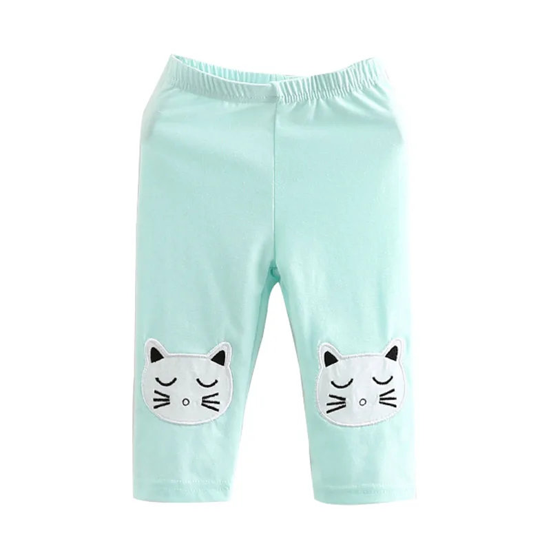 Leggings mi-longs pour petites filles, capri basique, blanc, noir, vert, imprimé chat, enfants, bébés, enfants, 2-10 ans, chaud, été, 2024