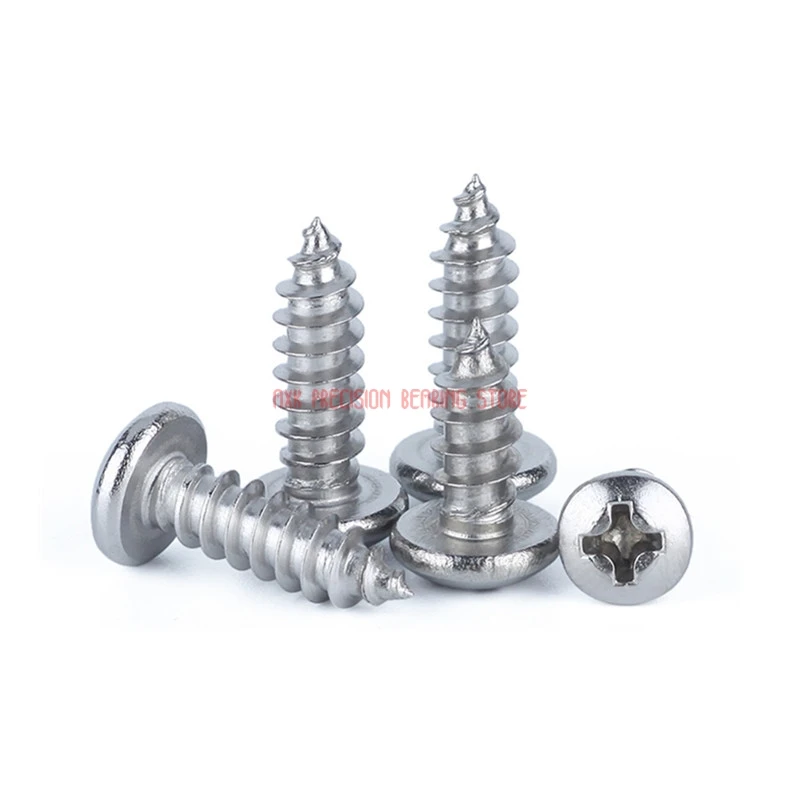 2023 Wood Screws Vis 304 Grade M5.5x10/12/14/16/16/18/20 Mm Stainless Steel Round Head Tapping Screw Wood Phillips Pan Self