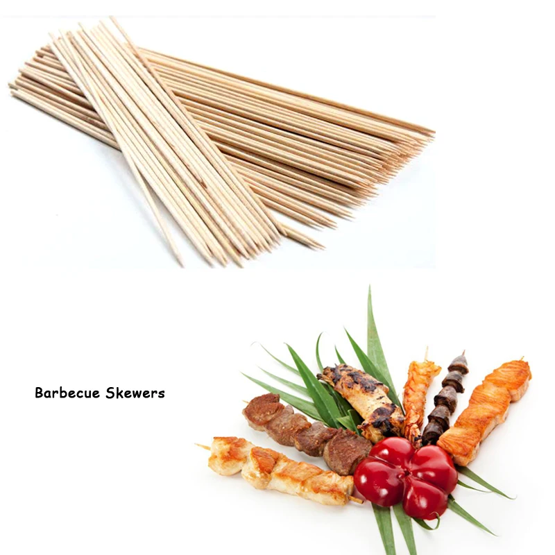 Grill Sticks Skewers BBQ Meat Sticks BBQ Tools Sticks Bamboo Disposable Barbecue Summer Outdoor Camping Tools 100/200/300/500pcs