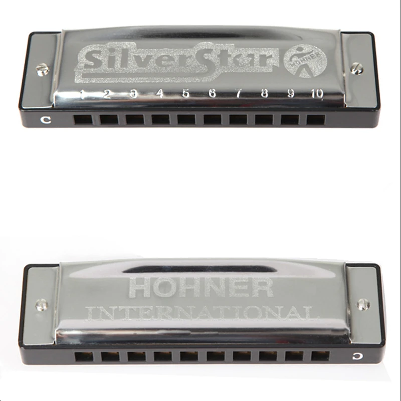 Hohner 10 holes armonica diatonica Harmonica Blues Harp Key of C Mouth Organ Sliver Star Gaita music instrument  mundharmonika