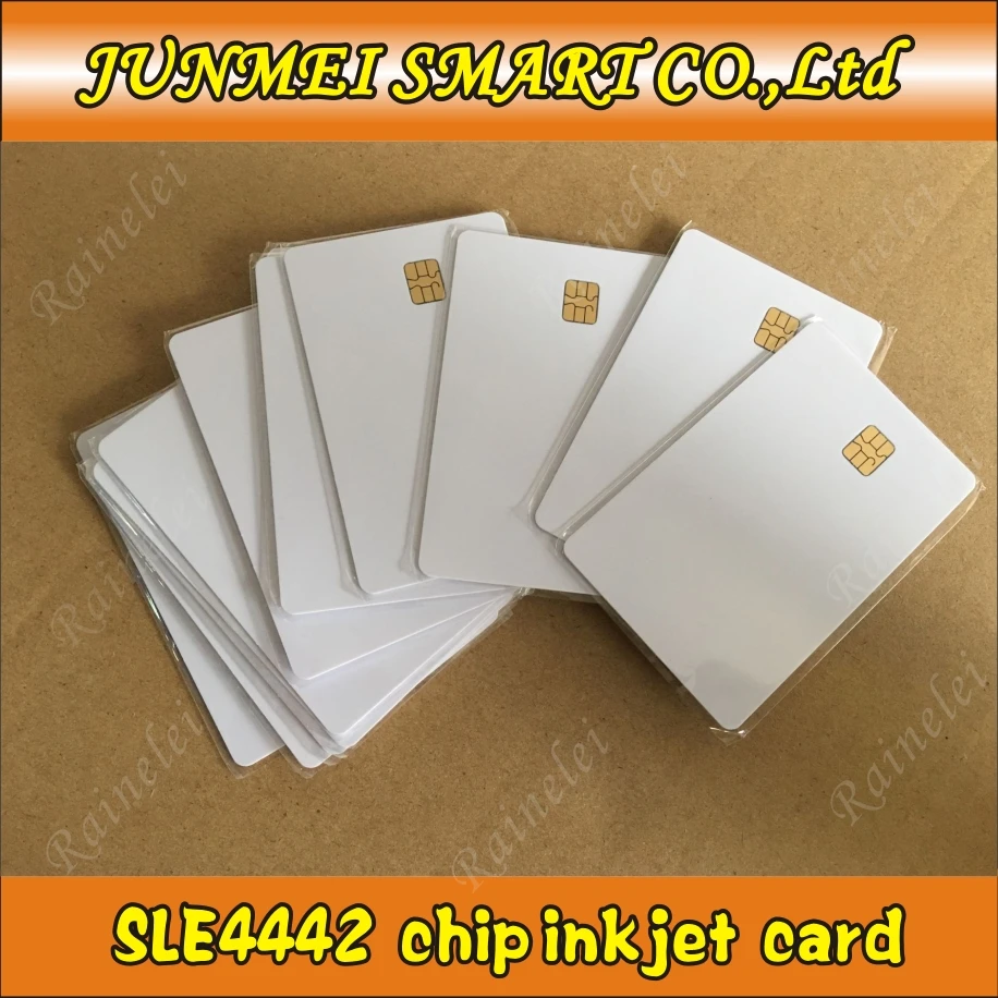 50 PCS white inkjet printable PVC IC with SLE 4442 card ISO 7816 blank Smart contact IC card For Epson/Canon Inkjet Printer