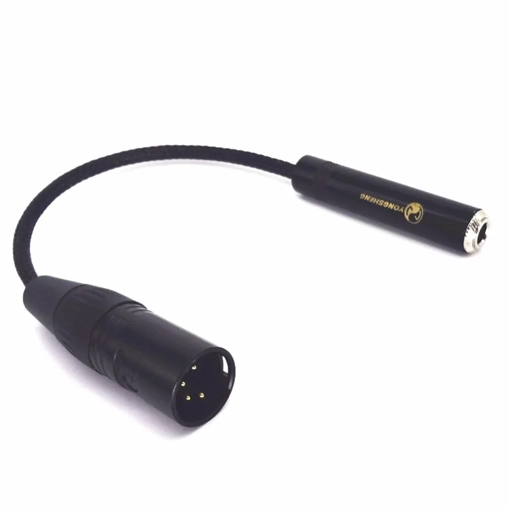 هالدين الأسود النايلون كم الفضة مطلي 4-Pin XLR ذكر متوازن إلى 6.35 مللي متر 1/4 أنثى كابل محول الصوت