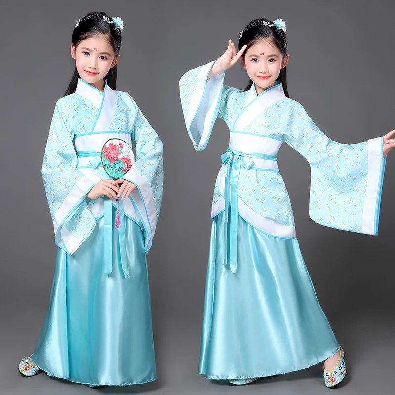 Crianças Traje Tang Terno Hanfu Nova-estilo das Meninas Traje Desempenho Princesa Antiga Hanfu Guzheng Traje Real