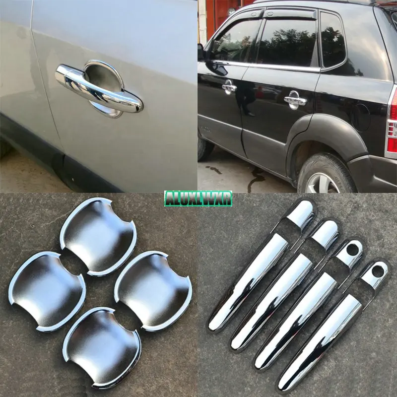 car-styling Abs Chrome Door Handle Car Door Wrist Cover Trim for Hyundai Tucson JM 2004 2005 2006 2007 2008 2009 Accessories