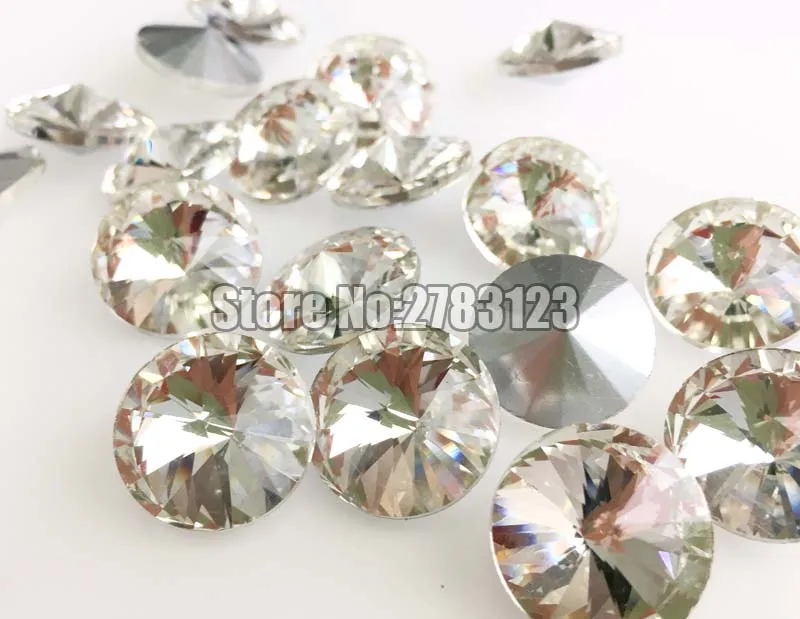 Free shipping Round shape pointback Glass Crystal white rhinestones, 6mm 8mm 10mm 12mm 14mm 16mm 18mm