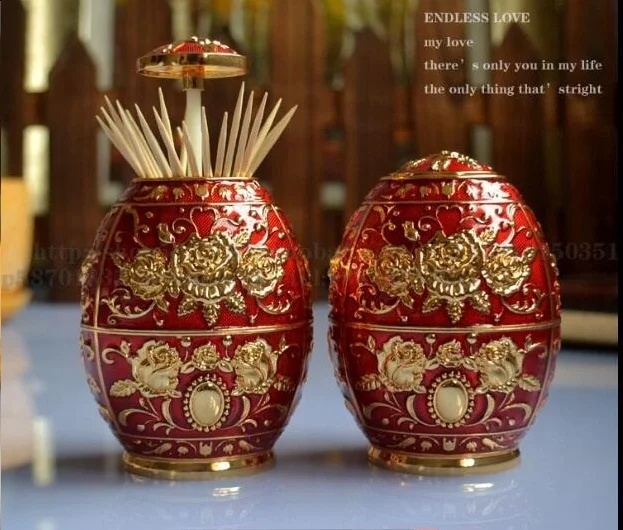 

european gold red metal automatic toothpick Toothpick Holder toothpick dispenser toothpick holder YQT027