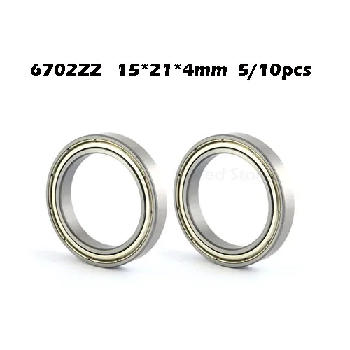 5/10pcs 6702ZZ Bearing ABEC-1 15x21x4 mm Thin Section 6702 ZZ Ball Bearings 61702 ZZ 6702z GCR15 BEARING STEEL