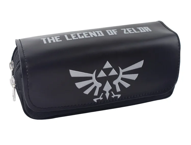 IVYYE 1PCS Black Zelda Link Anime Cosmetics Bags PU Zipper School Pencil Case Storage Pen Bag Large Pouch Stationery New