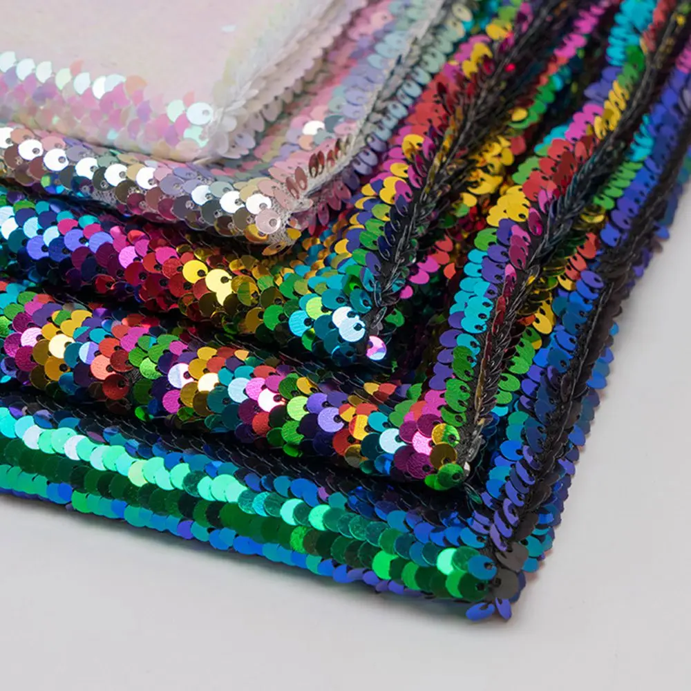 

130cm wide size retail rainbow shimmer glitter sequin fabric sheet for garment hair bow shoe bag accessories