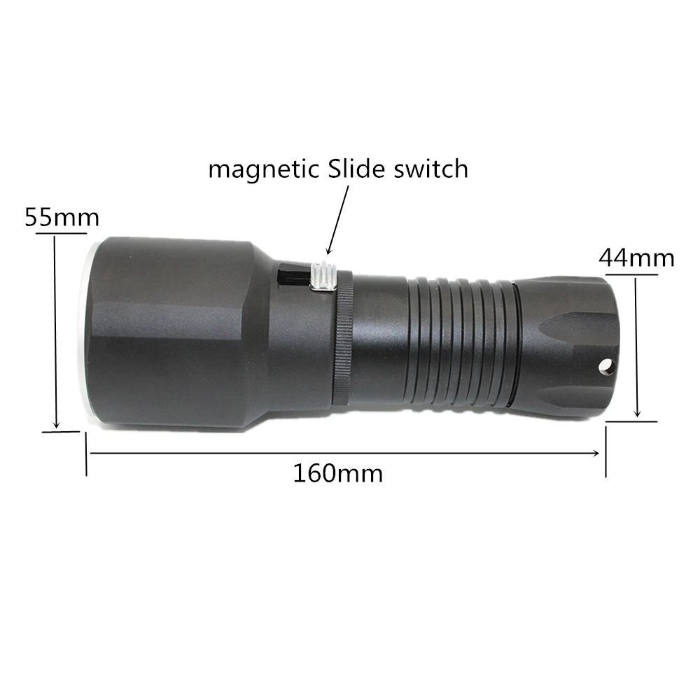 Underwater 100M Scuba Waterproof Diving Flashlight XM-L2 LED White Light Power by 32650 Battery