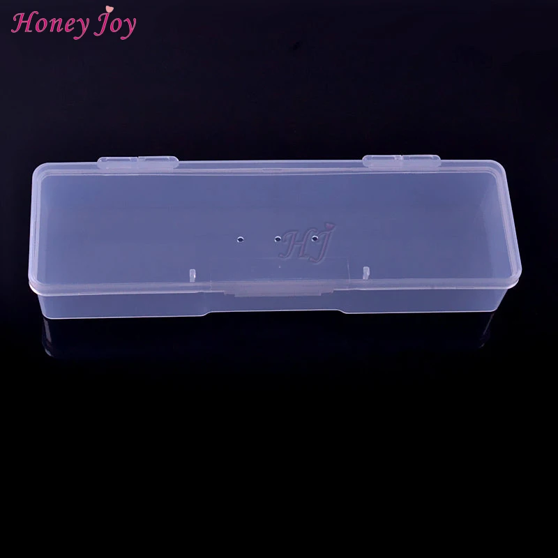 1pc Small Nail Art Tool Makeup Brush Pen Tool Storage Box Case Container 19cm (L) x 5.2cm(W) x 3cm (H) Clear