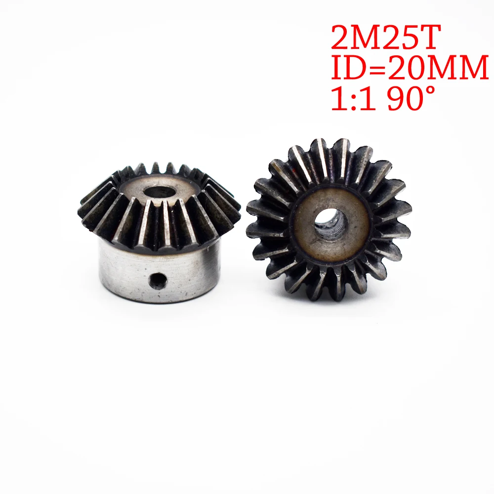 

1Piece 20mm 1:1 Bevel Gear 2 Modulus 25 Teeth With Inner Hole 20mm 90 Degree Drive Commutation Steel Gears Screw Hole M5