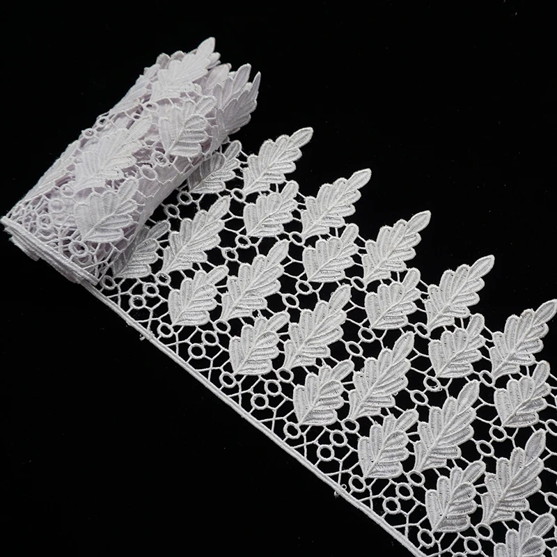 1yard 19cm White LEAF Lace Trims Tape Costume Trimmings Ribbon for Home Textiles Polyester Fabric