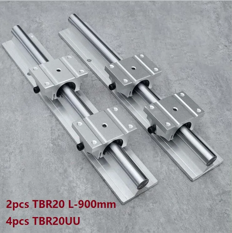 2pcs TBR20 L-900mm support rail linear guide + 4pcs TBR20UU linear bearing blocks for CNC router parts