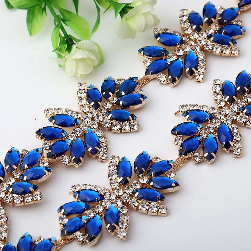 Hot Sale 1 yard Crystal Rhinestone Chain Trim With Acrylic Stone Rhinestone Trimming For Wedding Bridal Applique TONG91801