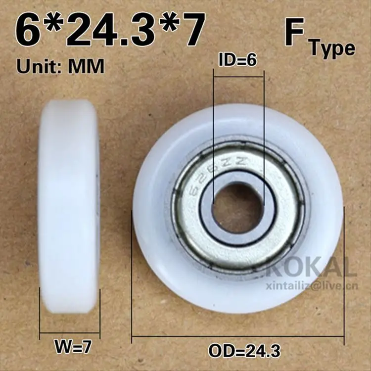 [F0624-7]1PCSdeep groove ball bearing 626zz outer diameter 24mm Flat type roller for drawer cabinet window wheel 6*24*7mm 0624K