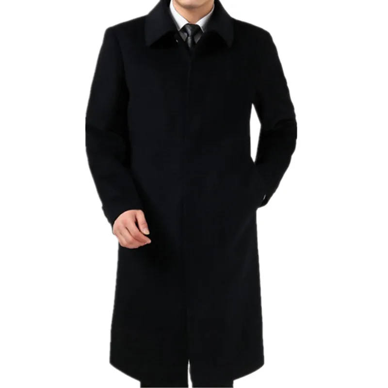 2018 Autumn and winter woolen overcoat male velvet thickening cashmere trench Single Breasted wool ultra long wool coat