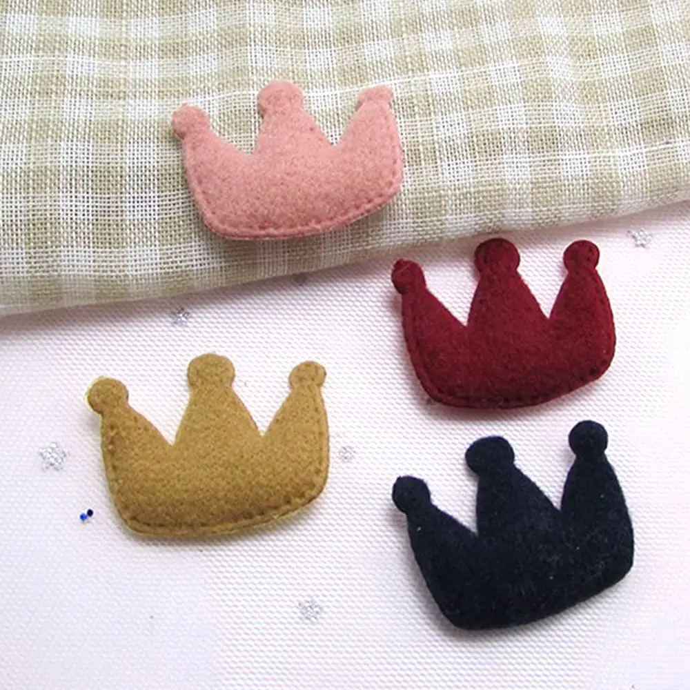 

100pcs/lot Flocked cloth Cartoon Princess Crown Padded Appliques Patches for garment shoe DIY Headwere Accessory