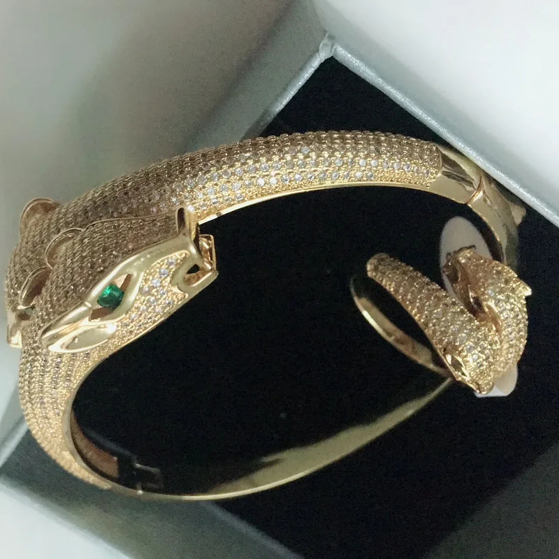 blucome Men Bangles Statement Snake Animal Bangle & Ring Jewelry Brand AAA Zircon Love Bangle Anel Men Fashion Zircon Jewelry