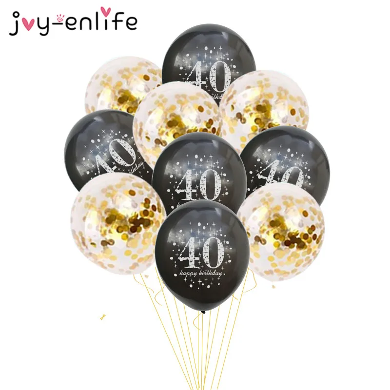 JOY-ENLIFE 10 Stück aufblasbare Konfetti-Luftballons 12 Zoll Latex-Luftballons 30 40 50 60 Jahre Geburtstagsfeier Erwachsene Folien-Heliumballons